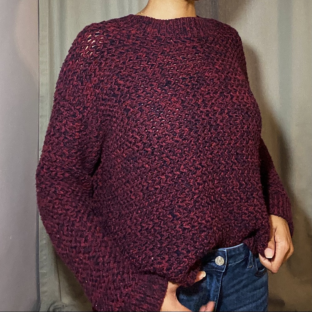 H&M Burgundy Chunky Knit Sweater
